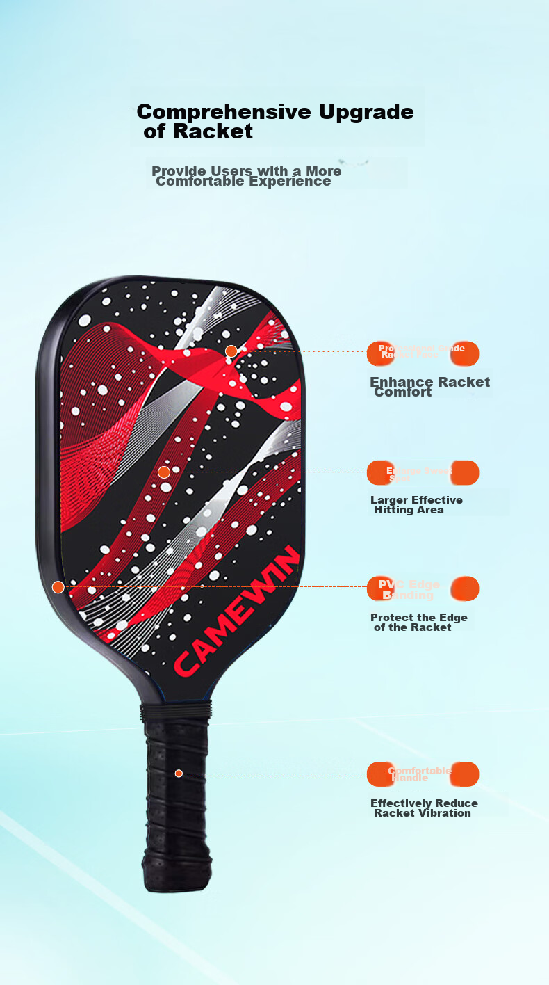 CAMEWIN Pickleball Paddle Set, Advanced Carbon Fiber Entry-Level Professional Pickleball, Cosmic Pickleball Hot Pressed Double Paddle 3