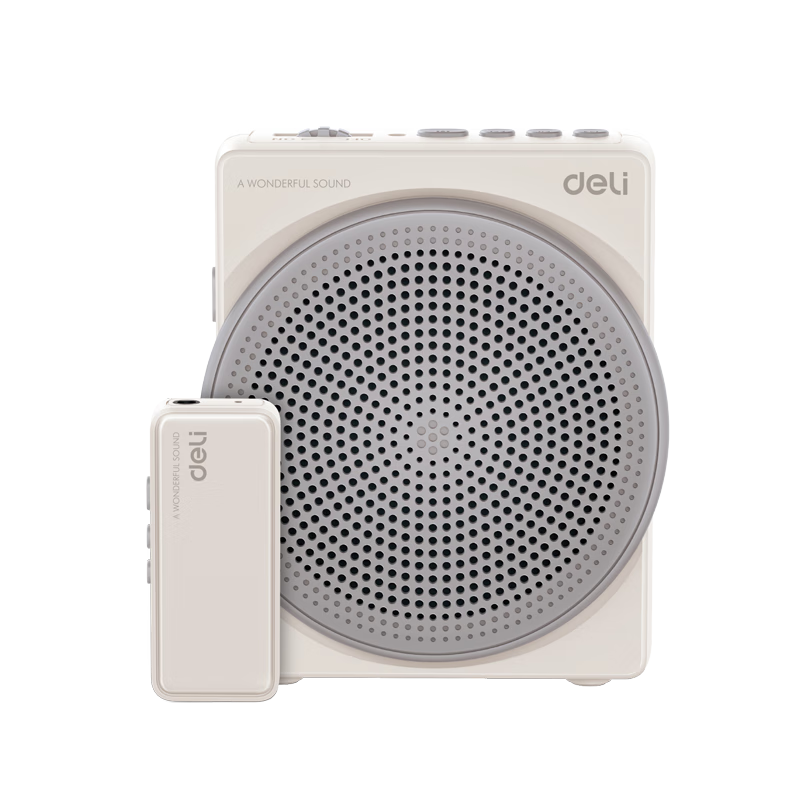 Deli 10W Little Bee Wired Amplifier, High Volume Speaker, Small Horn, Waist-Mounted Microphone, Tour Guide, Bluetooth, Card-Insertable, Portable Megaphone, Teacher's Birthday Gift, Gray