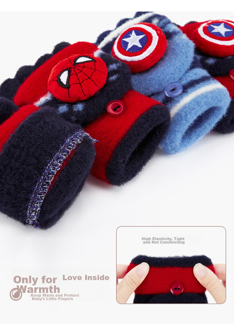Disney Boys Spider-Man Winter Half-Finger Gloves, Baby Five-Finger Flip-Up Gloves HM70129, Spider-Ma 6