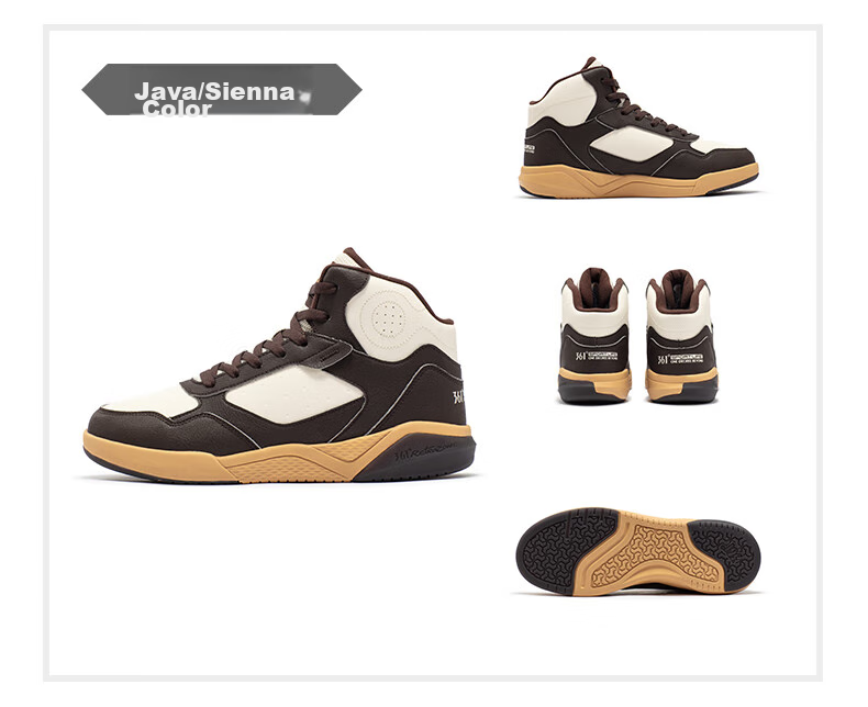 361° Men's Sports Shoes, Autumn And Winter High-Top Fleece-Lined Warm Cotton Shoes, Casual Sneakers for Men, 672146606A-8 52