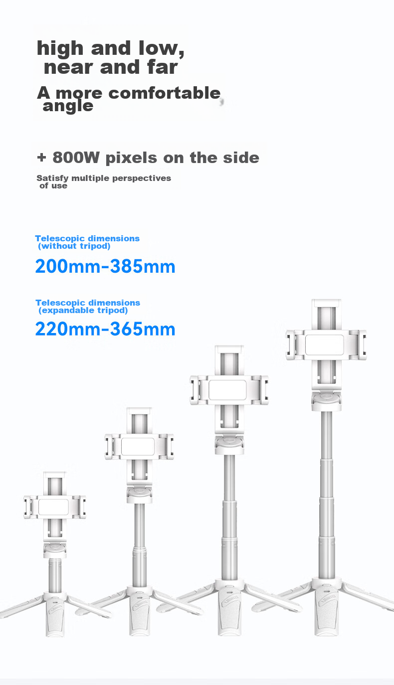 Youlanzi Ulanzi JJ02 Bluetooth Selfie Stick with Tripod, Extendable Handle, Desktop Stand, Rotating Phone Clamp for Live Streaming And Photography (White) 5