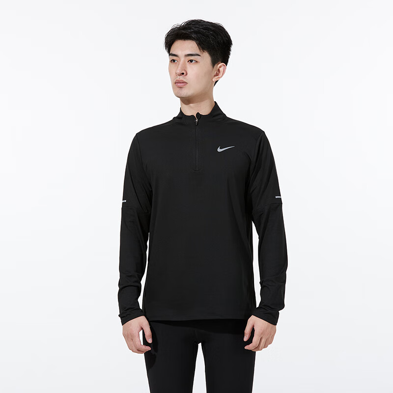 NIKE Men's Long-Sleeve Square Neck T-Shirt, Sports Casual, Classic Simple Style, DD4757-010, Black, Size L 2