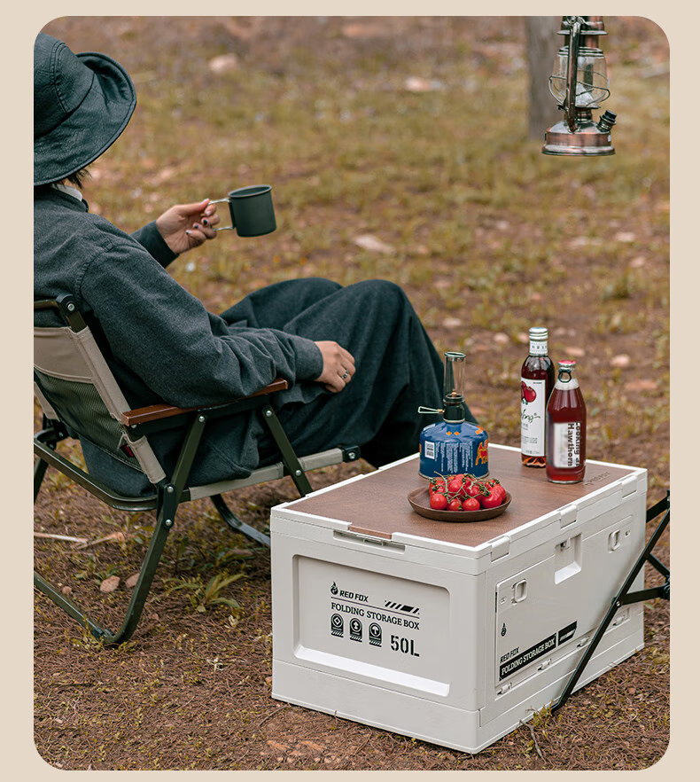 E-Rover Outdoor Storage Box, Camping Folding Box, Camping Organizer Box, Car Trunk Storage Box, Wooden Lid Clothes Storage Box 11