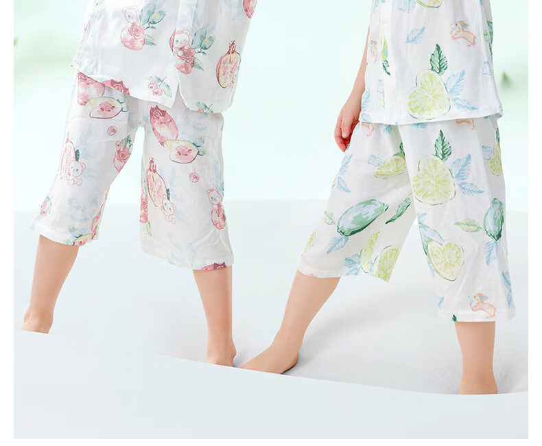 Beitaisi Children's Pajamas, Girls And Boys Summer Thin Breathable Home Wear Set, Baby Parent-Child Sleepwear Short Sleeve 1