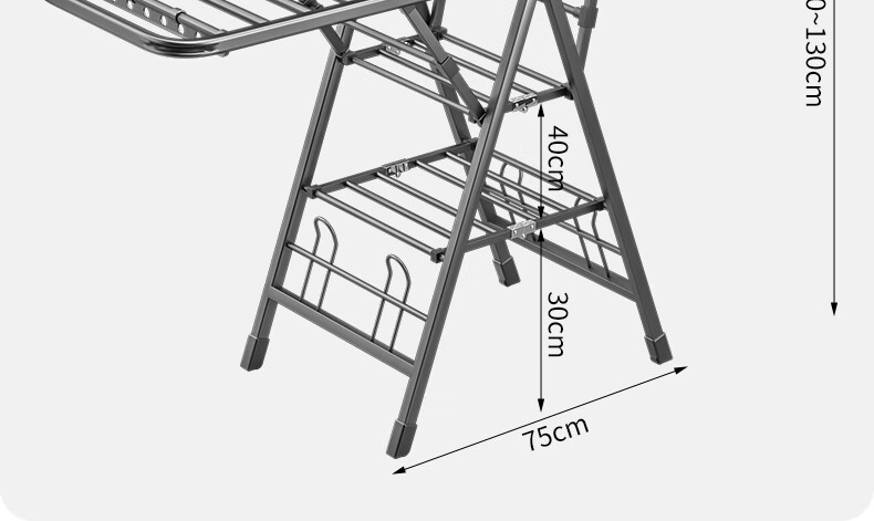 Shengnuoyilin Clothes Drying Rack, Floor-Standing Foldable Hanger, Indoor Drying Pole, Balcony Quilt Hanger, Double-Layer 1.4m 11