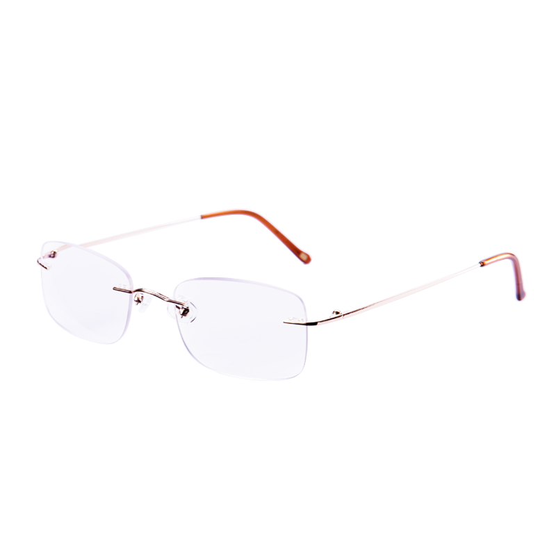Laoyezi Anti-Blue Light Reading Glasses for Men And Women, Bifocal High Definition Ultra-Light Frameless Reading Glasses, Gold Color, 250 Degrees