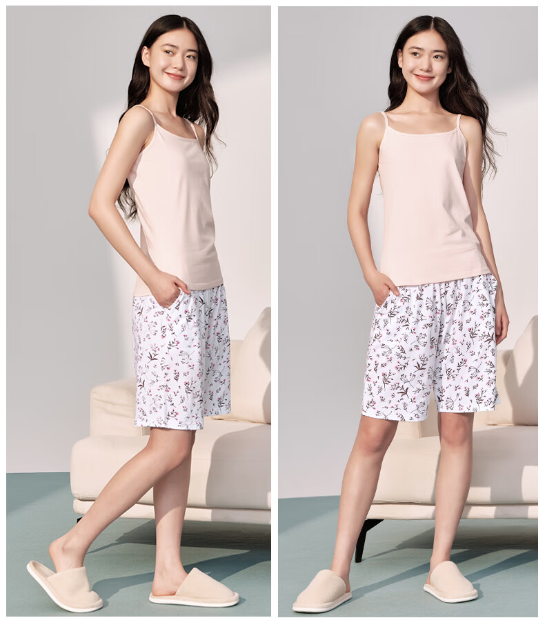 Yiershuang 100% Cotton Women's Home Shorts Five-Point Premium Xinjiang Combed Cotton Sleepwear Pants 12