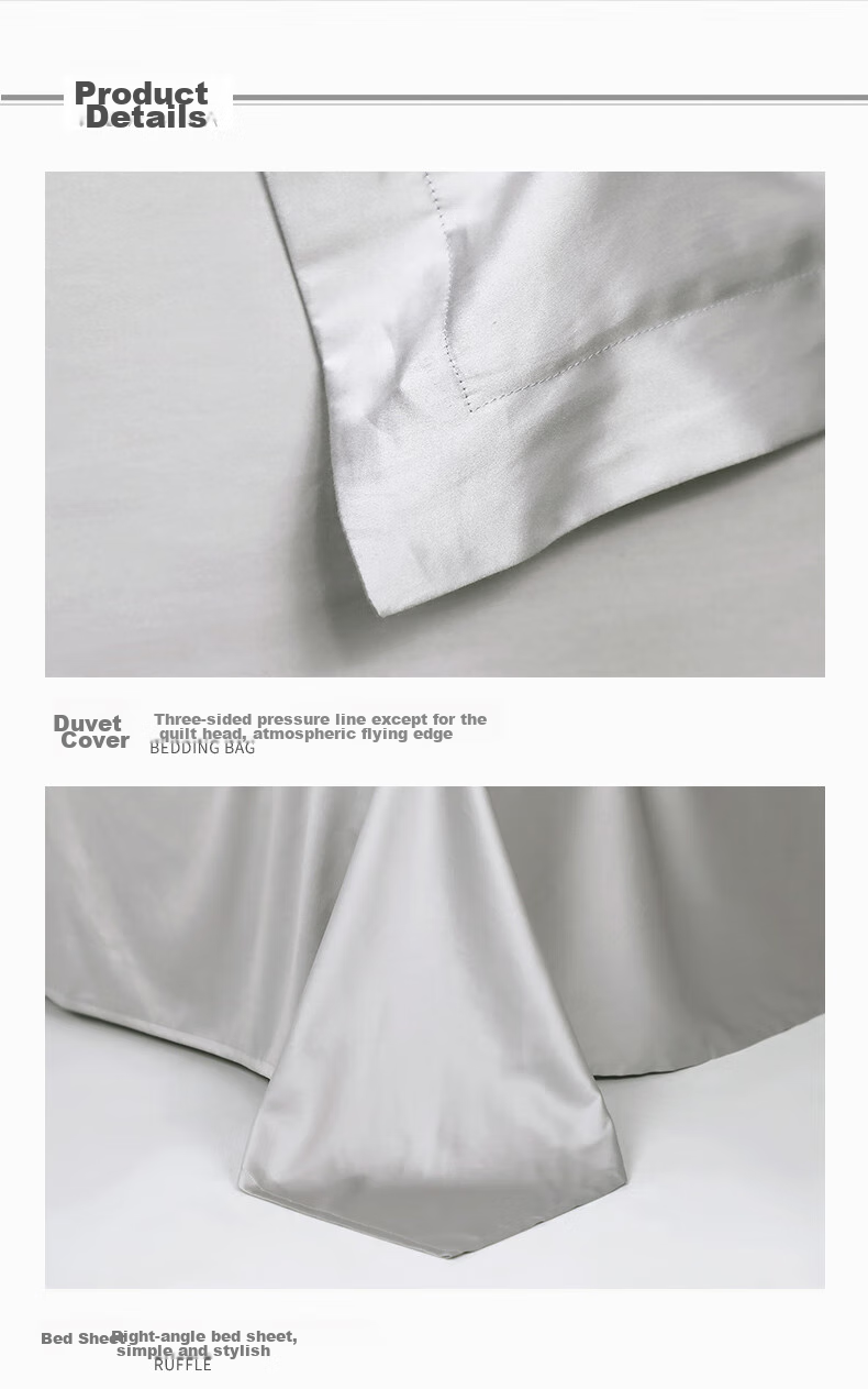 FUANNA High-End Bedding Set of Four Pieces, 140s Double-Thread Long-Staple Cotton Sateen Bed Sheet Set, King Size Duvet Cover, 230x229cm 9