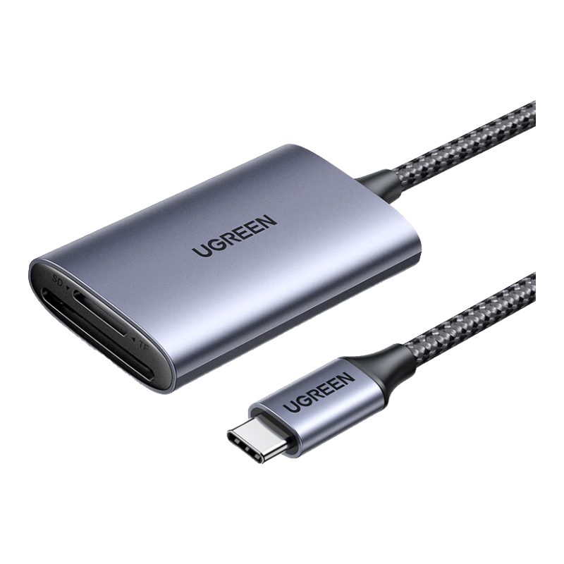 UGREEN High-Speed USB-C Card Reader, SD/TF 4.0 Dual-Card Simultaneous Reading, Compatible with Computers, Apple 17/16/iPad/DSLR/Smartphones, Supports UHS-I/II Cards, 0.15m Cable