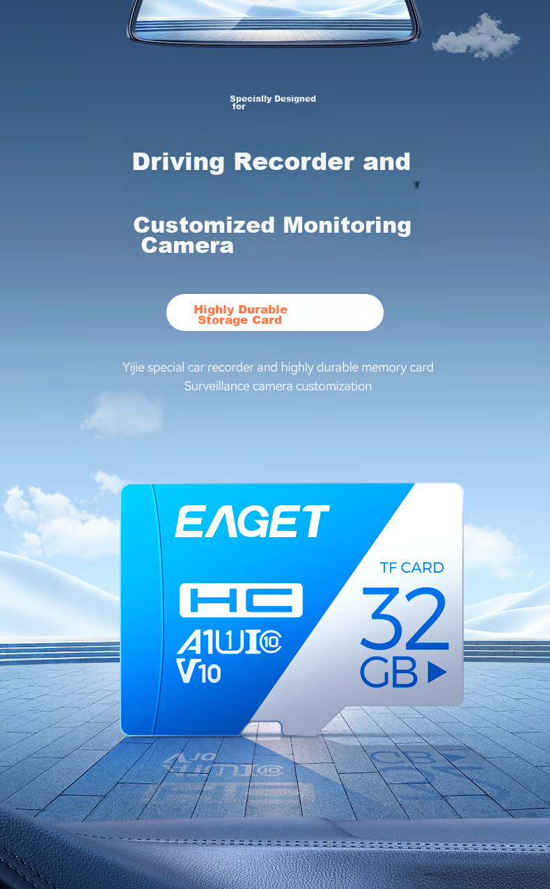 EAGET 32GB TF (MicroSD) Memory Card U1 V10, Dash Cam & Security Monitoring Dedicated Internal Storage Card, High-Speed And Durable 2