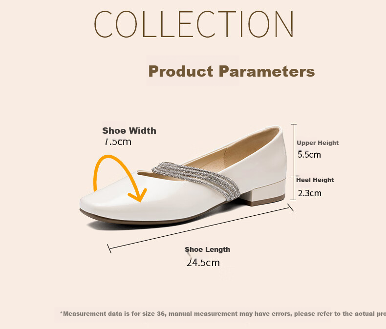 LAORENTOU Women's Single Shoes, Evening Wind Shoes, Mary Jane Heel, Elegant Rhinestone Chunky Heel, Fashionable Women's Shoes, LB15538, Beige, Size 35 5
