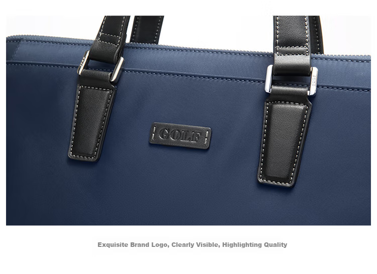 GOLF Business Briefcase for Men, Stylish Nylon Water-Resistant Large Capacity Handbag, Multifunctional Horizontal Style Shoulder Crossbody Casual Men's Bag 5I568364J Blue with Black 20