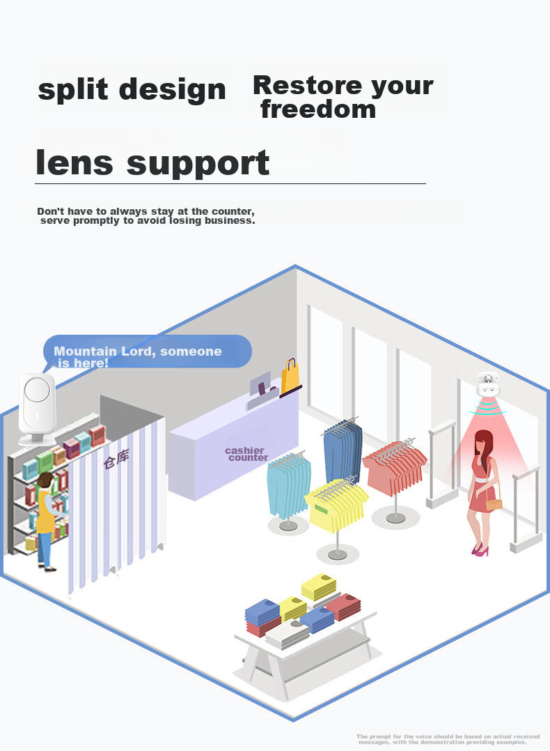 Dahong Welcome Sensor Door Chime for Shops, Separate Entrance Bell, Store Greeting Bell, Infrared Voice-Activated 220L 2