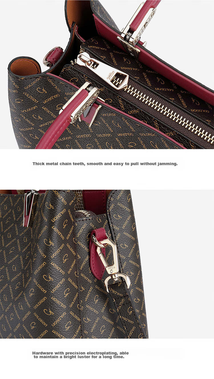 Goldlion Women's Handbag, PVC Printed Tote Bag with Handle, Birthday Gift 18
