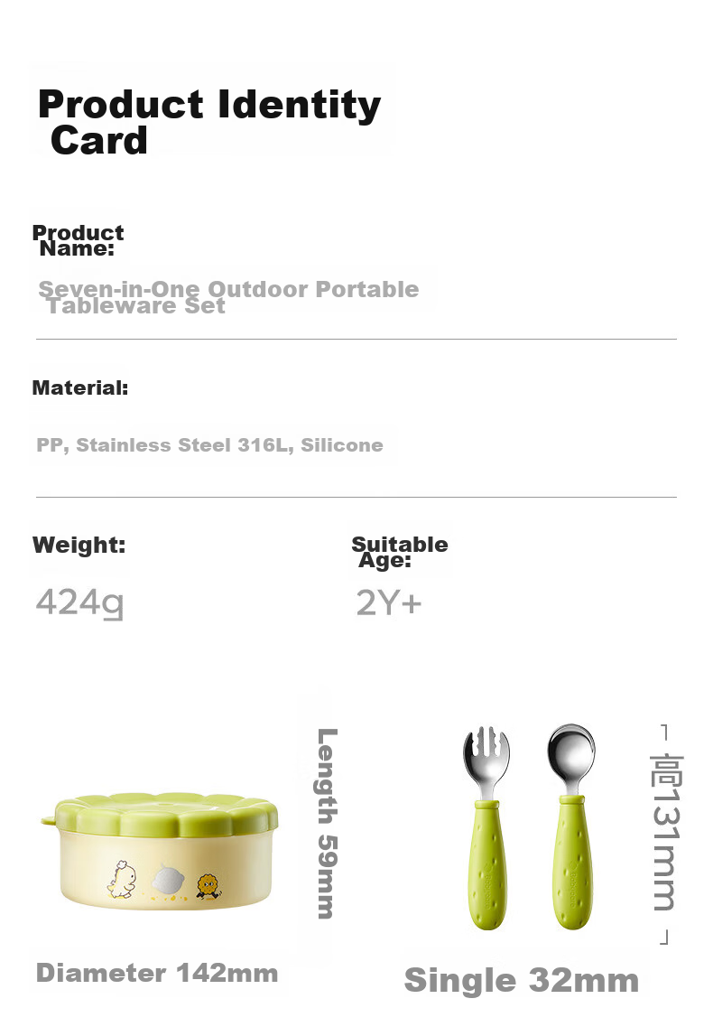 Babycare Portable Baby Food Bowl Set with Utensils, Travel Bowl, Fork, Spoon, Thermos, Cartoon Design, Blue 16