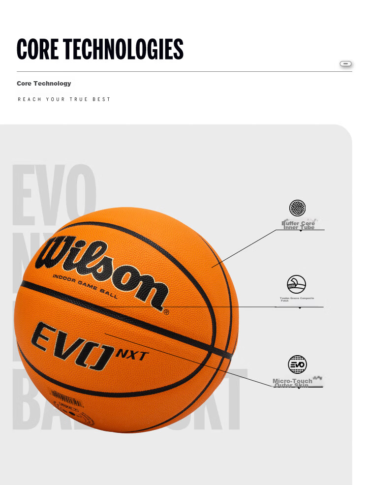 Wilson EVO NXT Series No. 7 Basketball, FIBA Official Certified Indoor Competition Ball, Microfiber PU Leather Adult Basketball 2