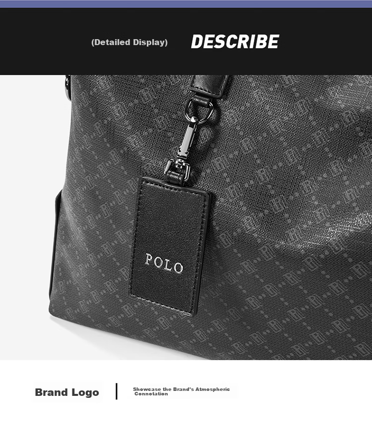 POLO Travel Bag, Men's Handbag, Shoe Compartment, Business Trip, Gym Bag, Sports Luggage Bag, Large Capacity Storage Bag 20
