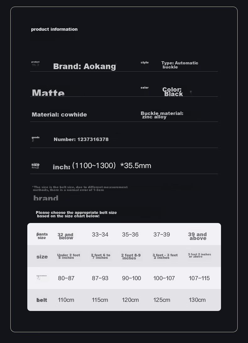 Aokang Men's Automatic Buckle Belt, Top-Grain Leather Waistband, Birthday Gift for Young And Middle-Aged Me 4