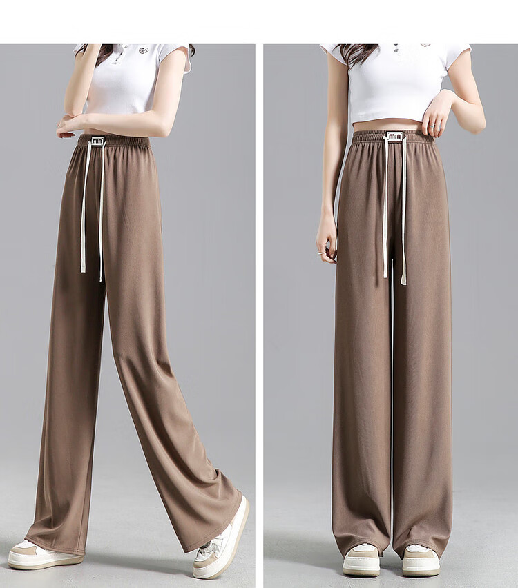 Dme [Refined Light Urban Draping Pants] Spring And Autumn Lightweight Elastic Waist Long Pants for Women, Casual Trousers 17