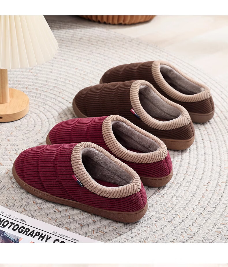 GUOLUOFEI Cotton Slippers Non-Slip for Men And Women with Heel, Middle-Aged And Elderly Home Wear Fleece-Lined Thick Warm Cotton Shoes Dark Gray Size 40-41 7