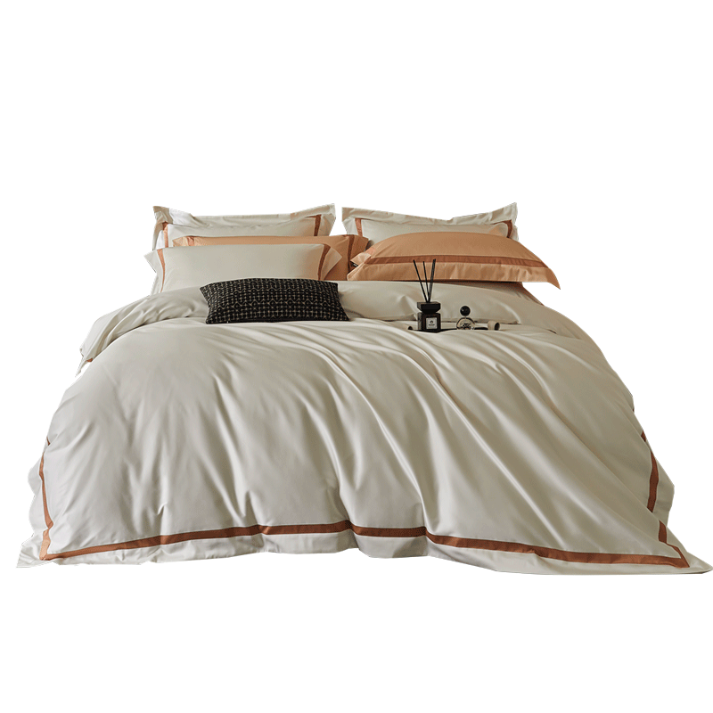 Dohia Home Textiles Pure Cotton Bedding Set of Four Pieces, 100-Count Long-Staple Cotton Sateen All-Cotton Duvet Cover And Bed Sheet Set, Luxurious High-End for 1.8-Meter Bed 230*229cm