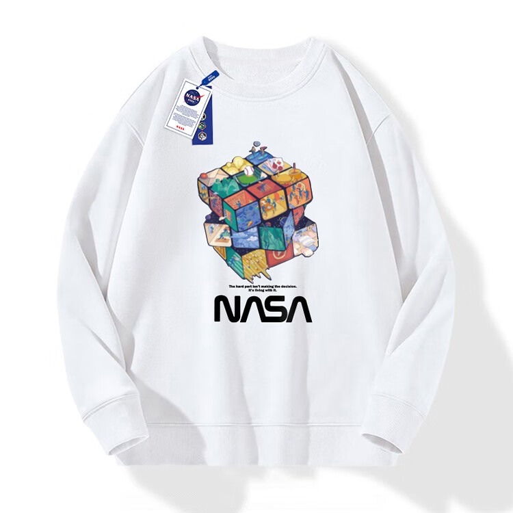 NASA GISS Sweatshirt for Men, Spring And Autumn Round Neck Long Sleeve T-Shirt, Loose Versatile Top for Men's Clothing, White A XL 2