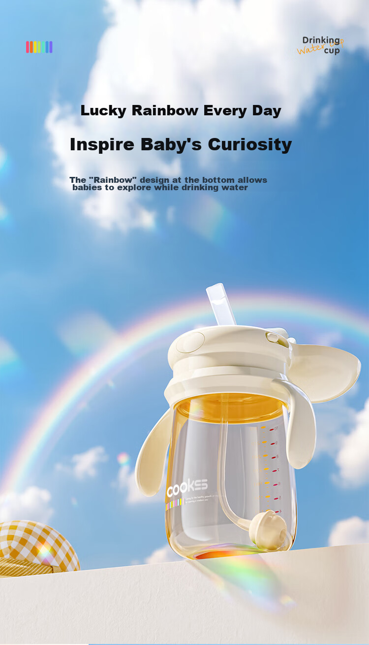 COOKSS Baby Sippy Cup with Straw, Bottle for Infants And Toddlers, 6 Months to 3 Years Old Children's Large Capacity Water Cup And Bottle, PPSU Material 1