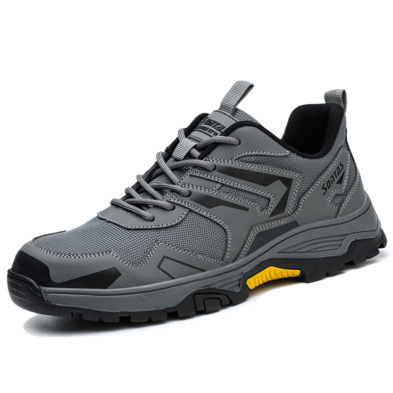 SONTAS Men's Safety Shoes Anti-Smash Anti-Puncture Summer Breathable Ultra-Light Steel Toe Steel Plate Insulated Work Shoes Lightweight Durable Gray Four Seasons - Anti-Smash Puncture Size 42