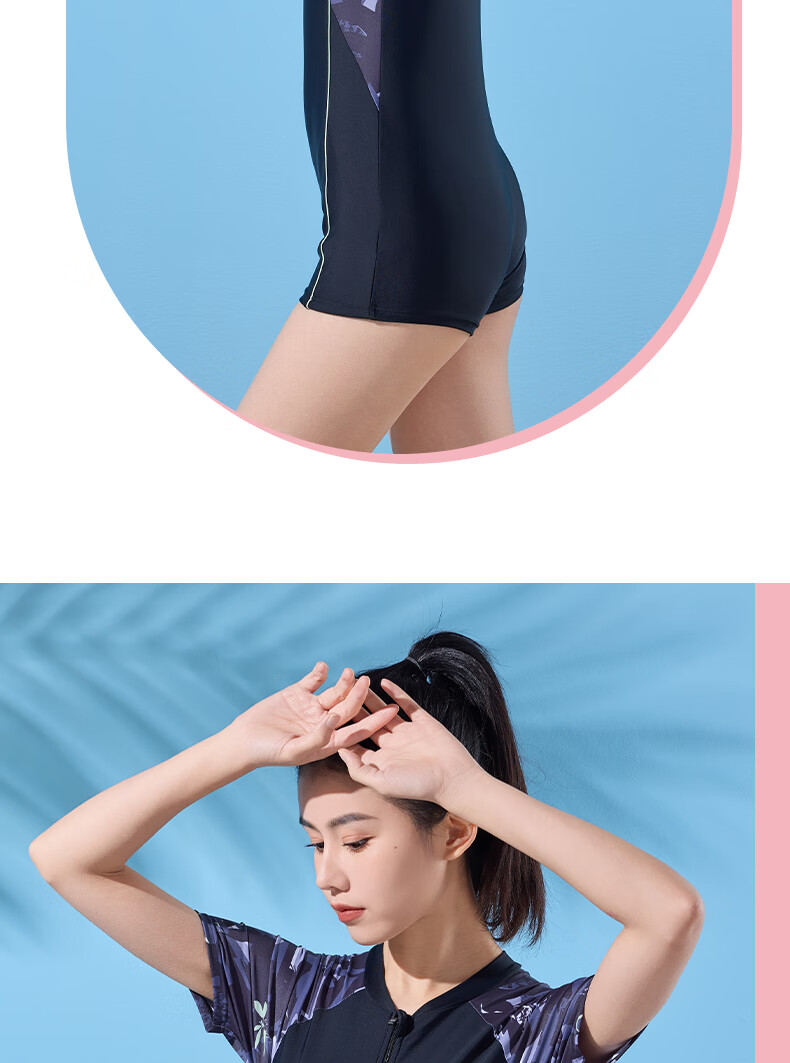 LI-NING Women's Professional One-Piece Conservative Square-Leg Swimsuit Slimming Waist Casual Training Spa Swimwear 106 Black XL 3