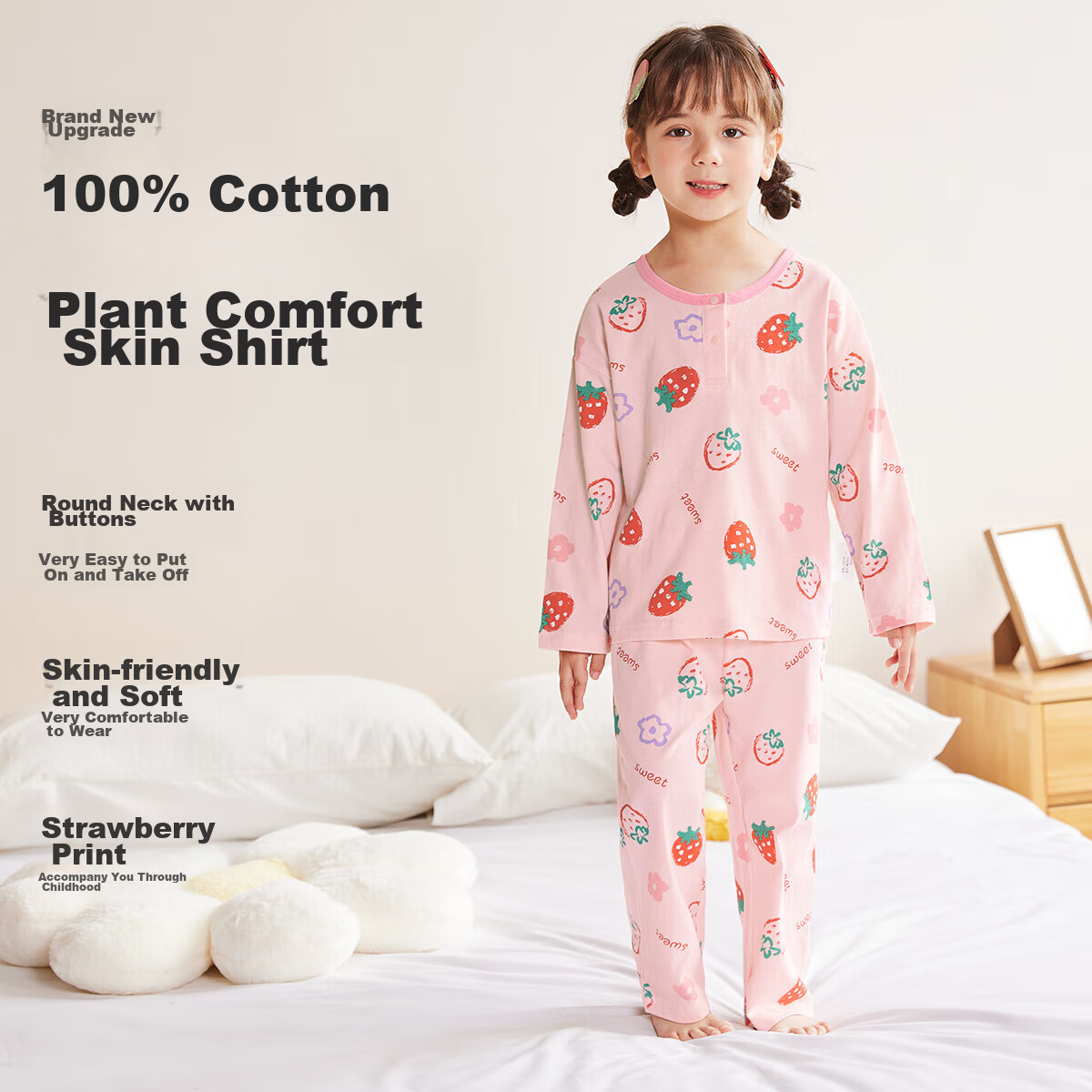 YUZHAOLIN Children's Pajamas Spring Girls' Home Wear Set Pure Cotton Baby Air Conditioning Clothes for Young And Older Children Clothing