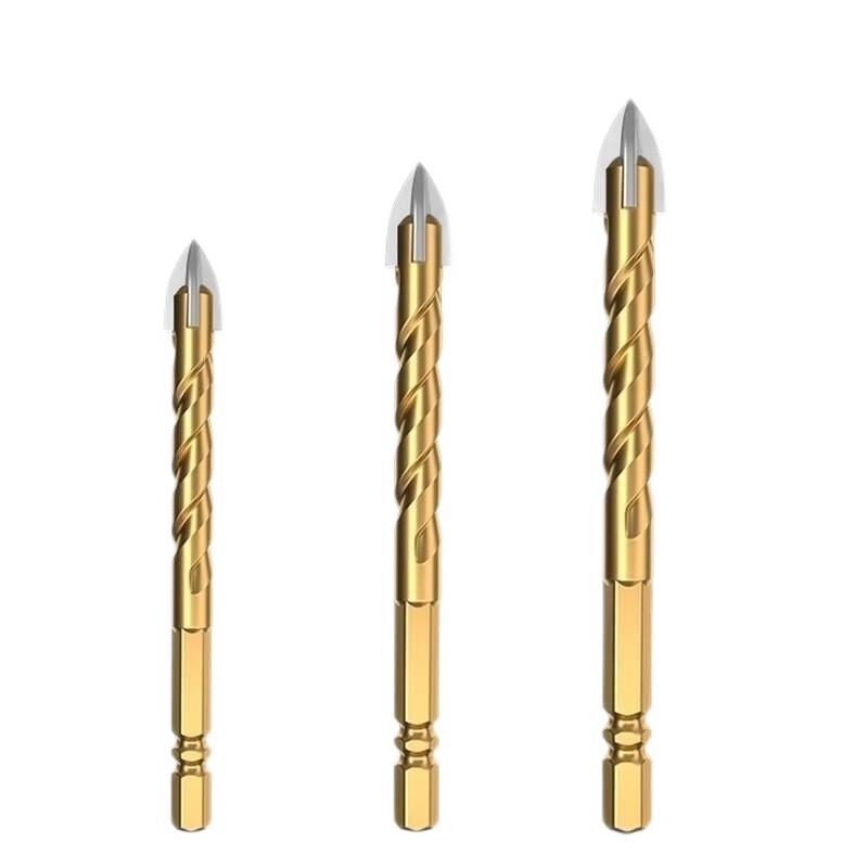 GREENER Ceramic Tile Drill Bit, Four-Blade Impact King Drill, Concrete Triangular Drill, Electric Glass Hole Drilling Specialized All-In Tool
