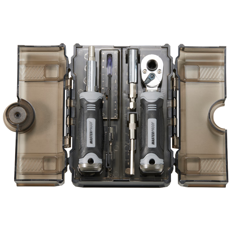 MASTERPROOF Ratchet Screwdriver Set, Multi-Functional Flathead And Phillips, Complete Kit with Quick Wrench, Small Fly Set, Hex Socket Set