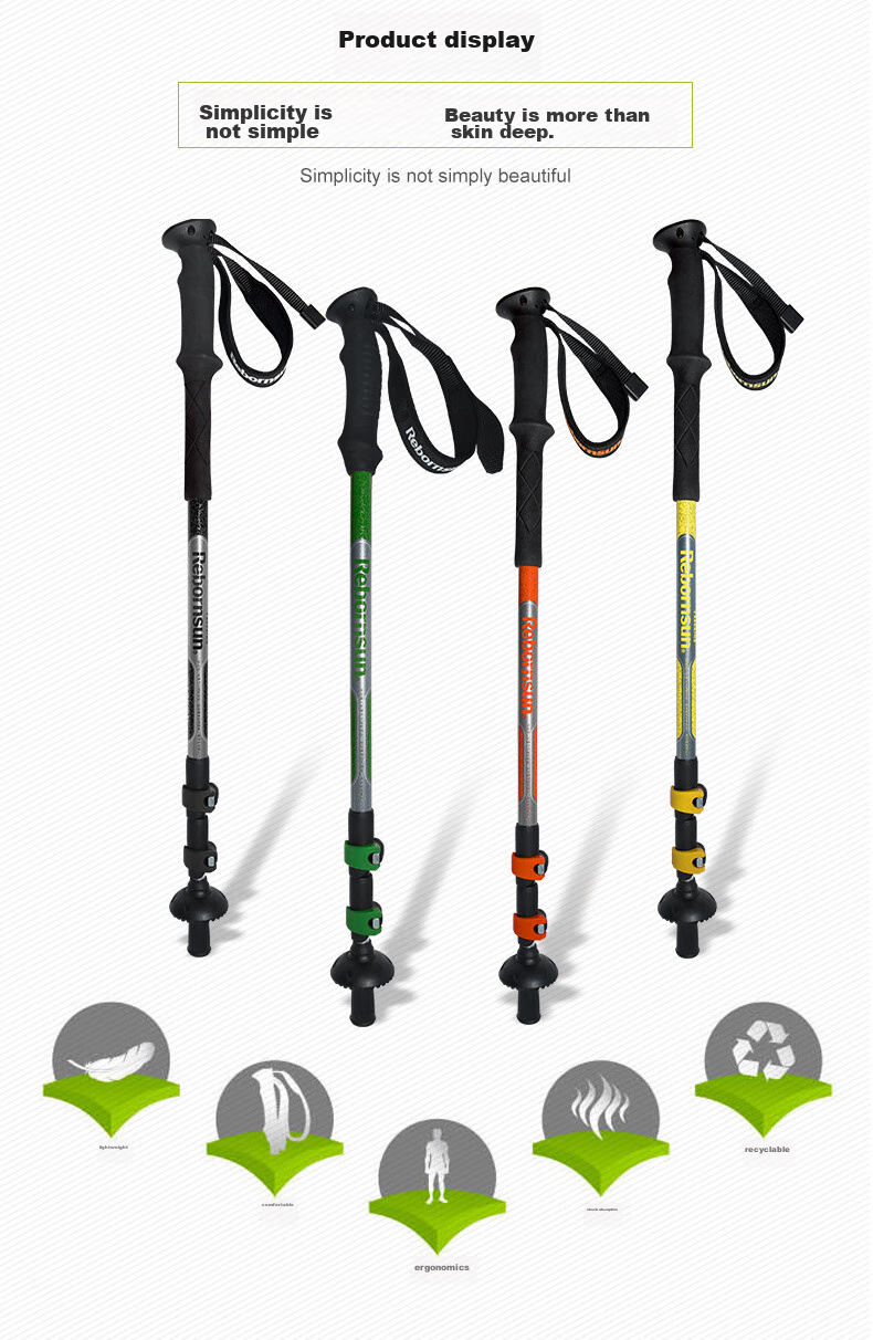 Lubinxun Carbon Fiber Ultra-Light Trekking Pole with External Lock, Straight Handle, Folding And Collapsible Three-Section Design, Glossy Black 9