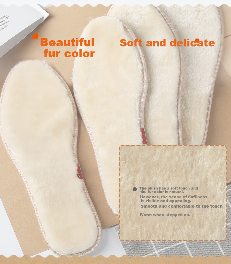 FOOTOPPO Children's Warm Insoles, Girls' Winter Wool Fleece-Lined Soft Plush Sweat-Absorbing Insoles for Boys in Winter 3