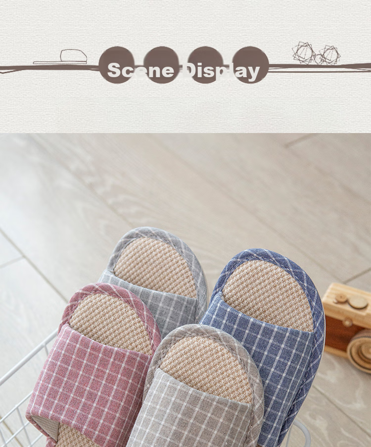 Huili Slippers for Men And Women, Linen Sandals, Couples' Home Casual Lightweight Breathable Sweat-Absorbing Thick-Soled Wear-Resistant Floor Slippers, Classic Mesh Style HL1036, Light Coffee Color, Size 38 to 39 10