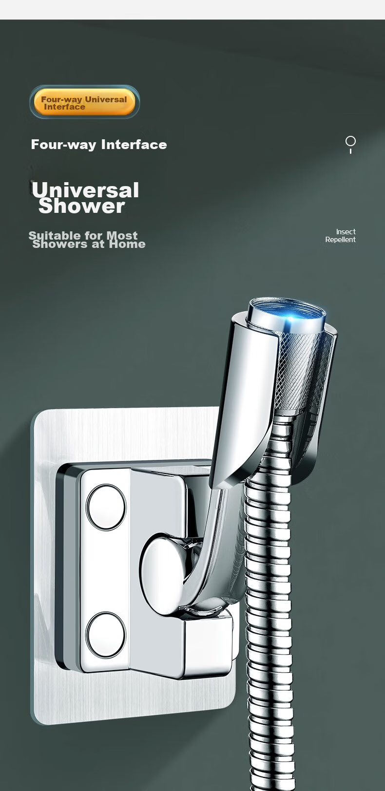 JEPPE Adjustable Shower Head Holder, No-Drill Shower Bracket, Universal Bathroom Shower Head Mount 8
