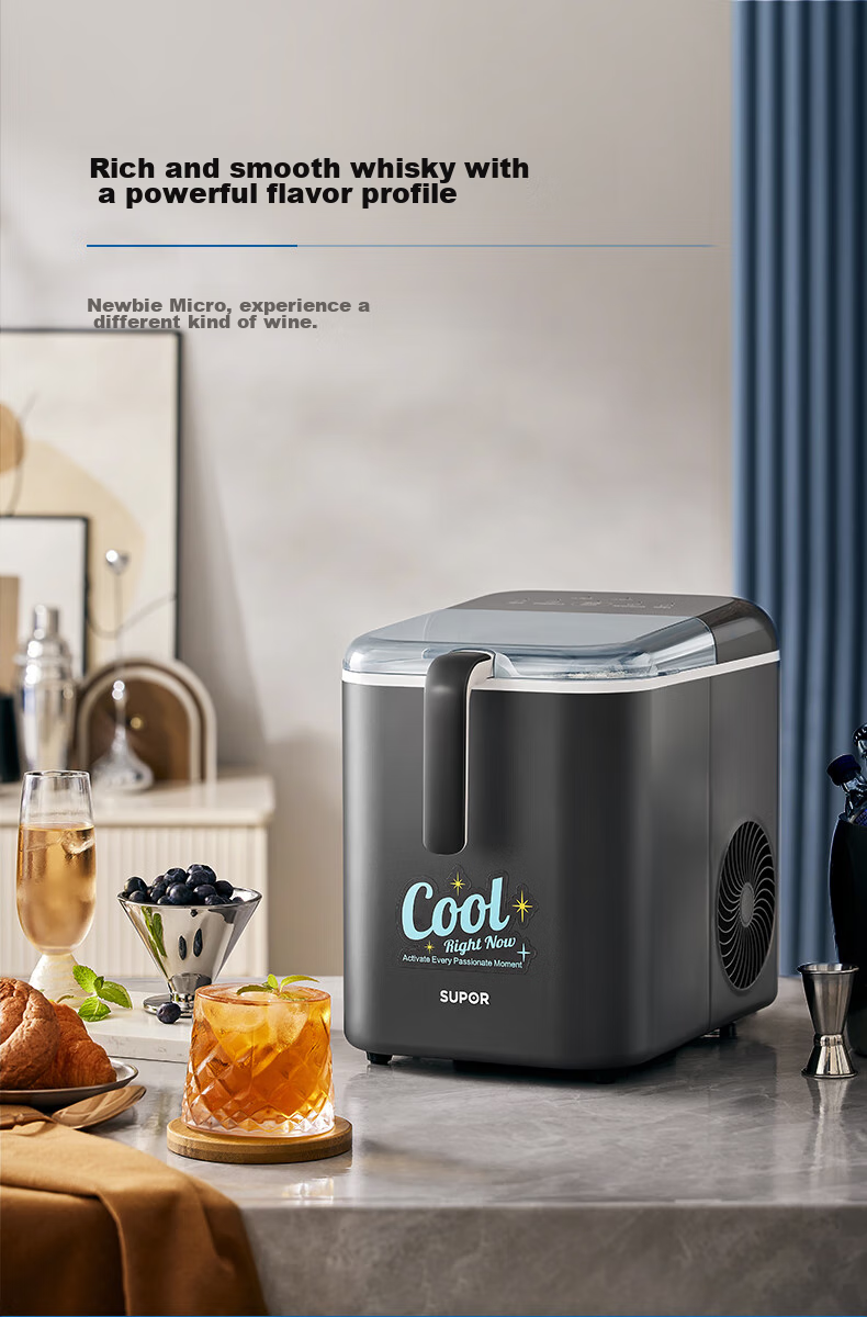 SUPOR Ice Maker for Home, Compact Cube Machine, Mini Office Dorm Three Ice Making Modes, Bullet Ice, Rapid Ice Production, Self-Cleaning SW-ZB12T001 13