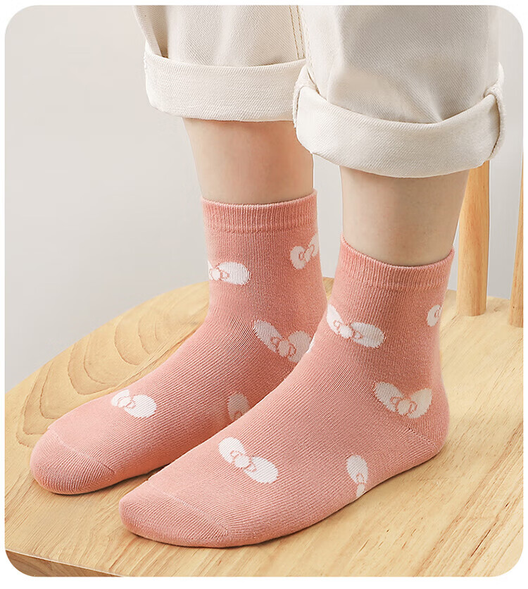 LangSha Children's Socks, Girls' Mid-Calf Socks for Spring, Autumn, And Winter, Cotton Socks, Breathable Baby Socks, Student Mid to Big Kids Socks, 6 Pairs 16