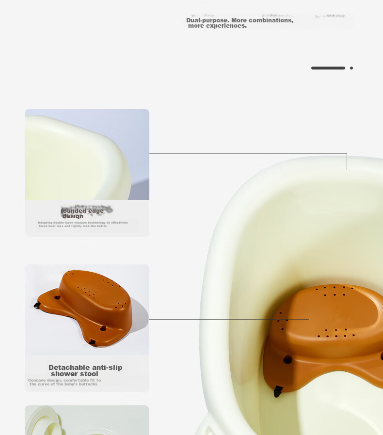 Rikang Bathtub, Baby Bathing Basin, Children's Bathtub, Bathtub with Free Stool, Blue, X1001-1 16