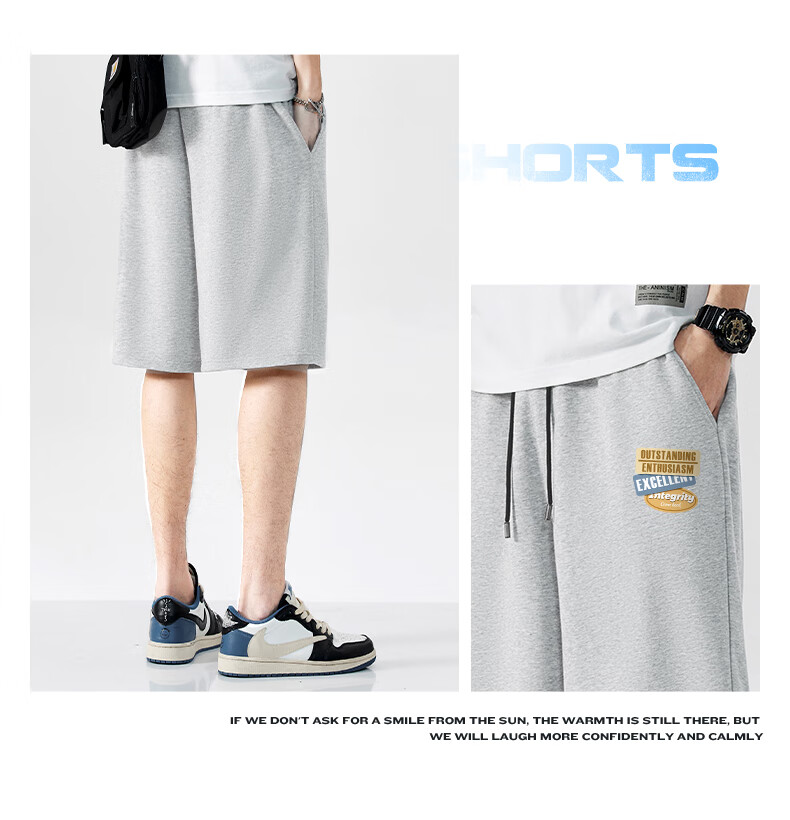 Baleno Men's Summer American Style Simple Trendy Loose Cotton Five-Point Shorts Breathable Large Size Casual Pants 16