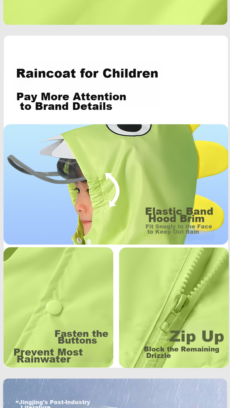 Moremerry Children's Raincoat for Boys And Girls, Kindergarten Kids, Toddlers, Full-Body Poncho, Yellow Cute Dinosaur Design, XL Size 12