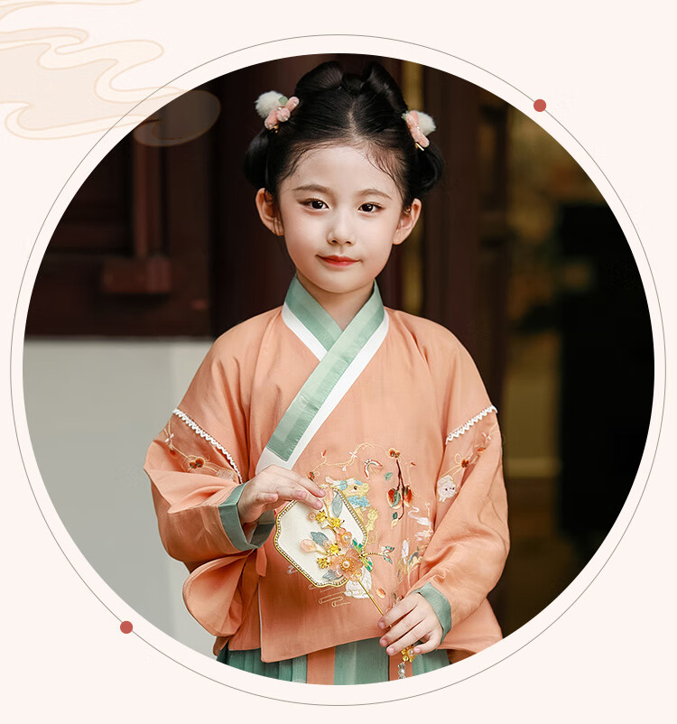 Luomeng Girls' Ming Dynasty Hanfu Chinese Style Children's Horse-Face Skirt Set Performance Costume, Hanfu Cobalt Blue Two-Piece Set, Size 160 2