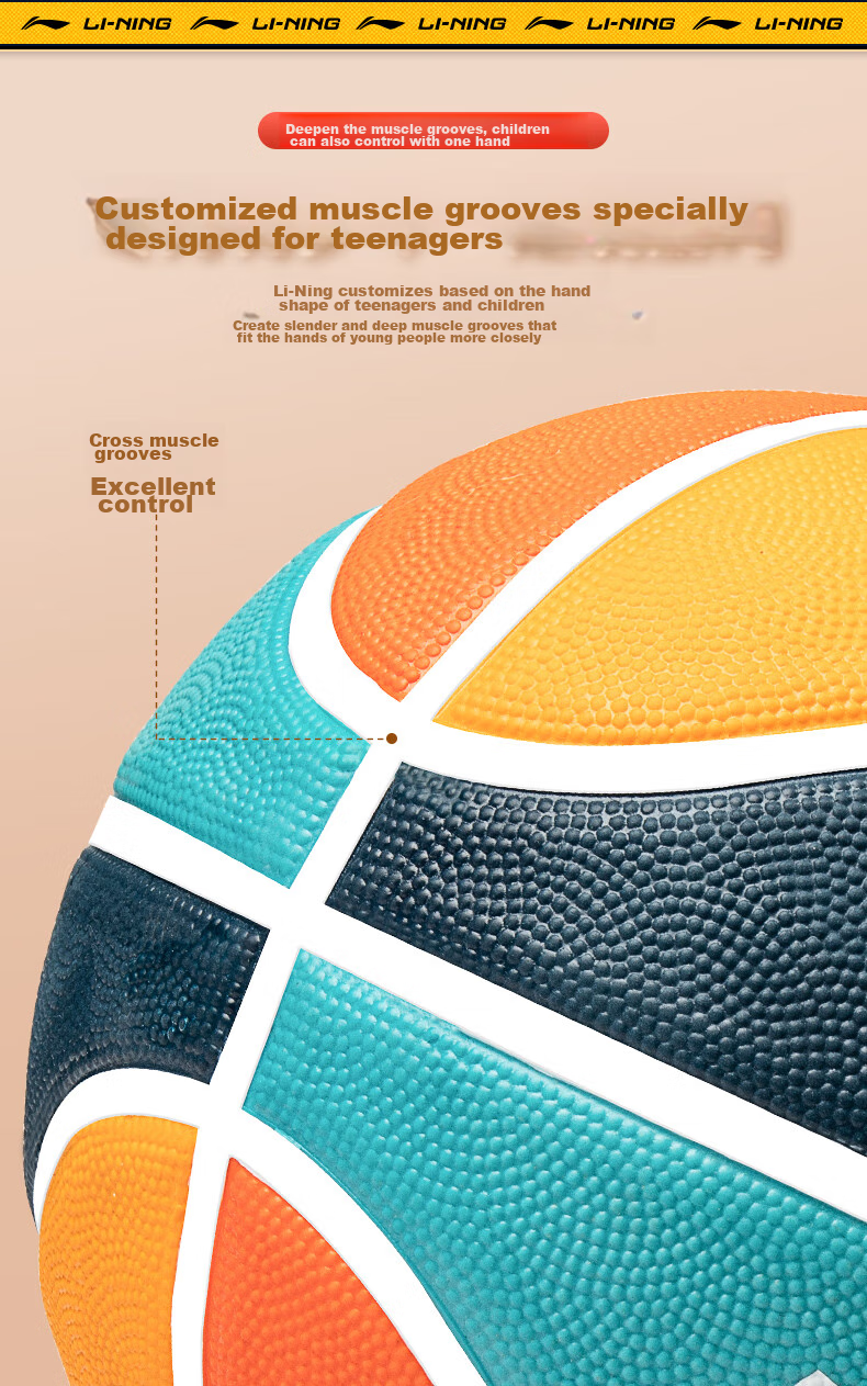 Li-Ning Basketball, Size 5, for Children's Competition, Indoor And Outdoor Use, Wear-Resistant, Suitable for Cement Courts, Suitable for Preschoolers, Elementary School Students, Teenagers, Outdoor Rubber Ball 8
