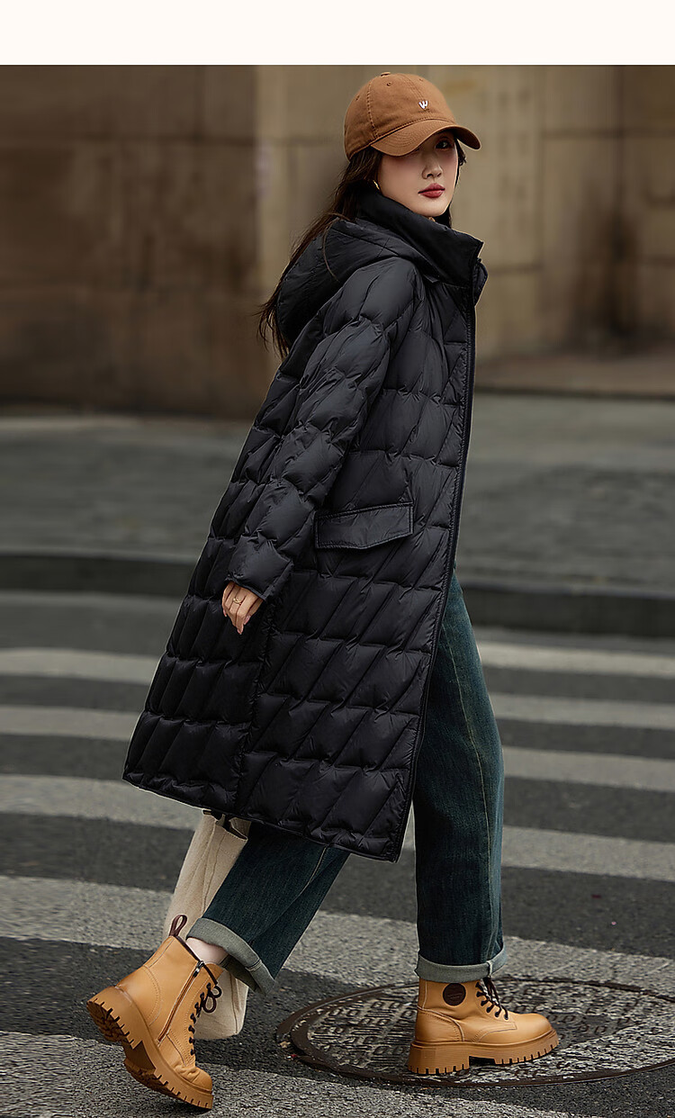 Dme [Yingfengsuixue] Winter 400T Spring Yafang Geometric Pressure-Laminated 90% Duck Down Hooded Warm down Jacket for Wome 22