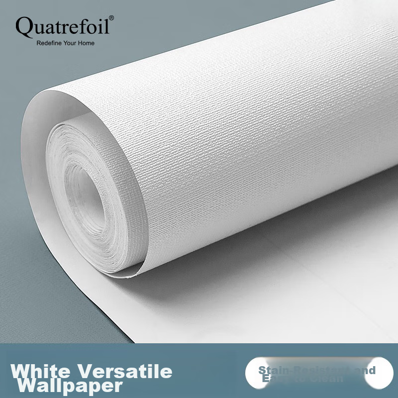 Quatrefoil Self-Adhesive Wall Sticker Wallpaper, 0.45*10 Meters, Pure White, Waterproof, Concealing Wall Decal, Renovation Sticker