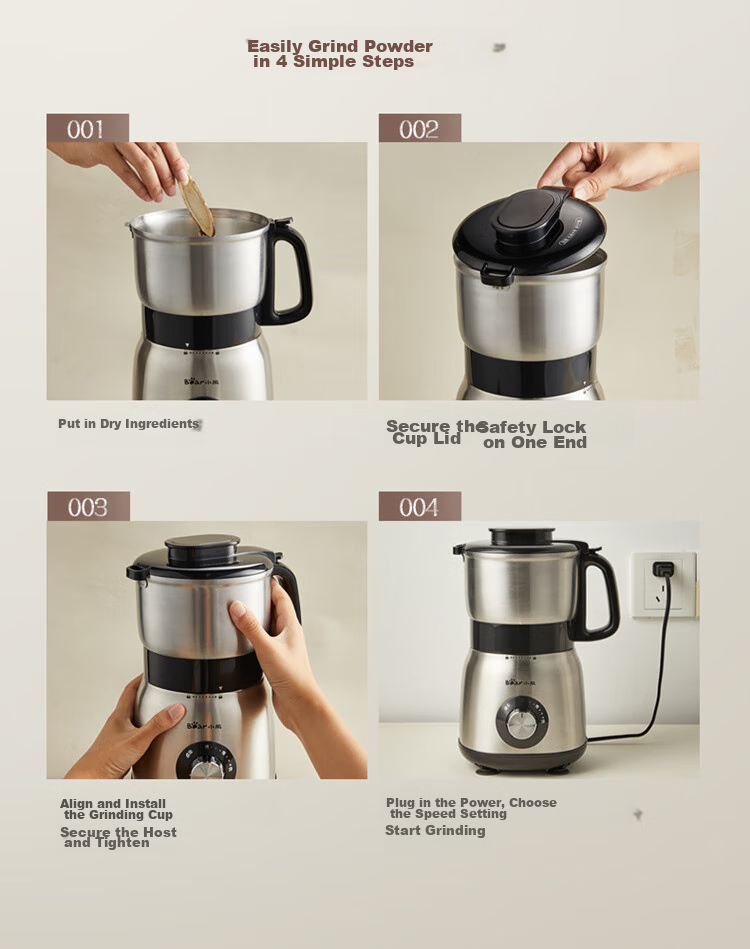 Bear Grinder, Home Powder Grinding Machine, Powder Maker, Chinese Herbal Medicine Crusher, Food Processor, Stainless Steel Powder Grinding Machine FSJ-A03E1 21