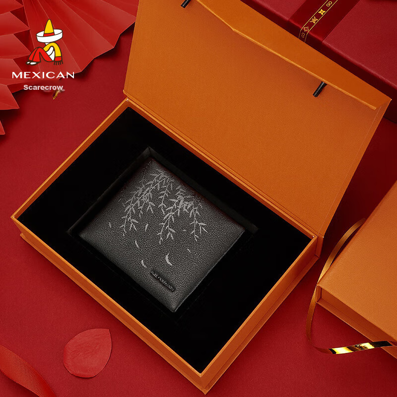 MEXICAN Men's Wallet, Genuine Top-Grain Leather, Card Holder, ID Holder, High-End Gift Box, Birthday Present for Men And Fathers
