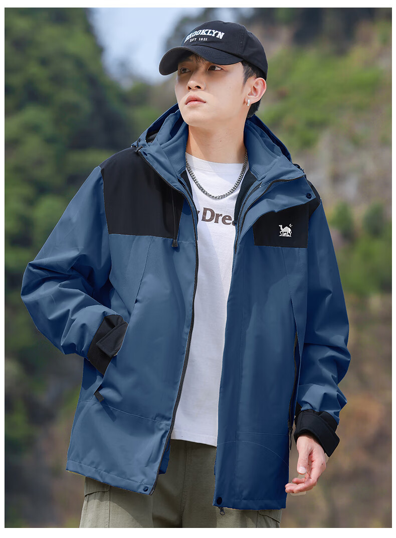 EASTERN CAMEL Couple's Three-In Waterproof Jacket, Men's And Women's Outdoor Sports Coat, Windproof Outerwear, Light Green Single Layer, 3XL 13