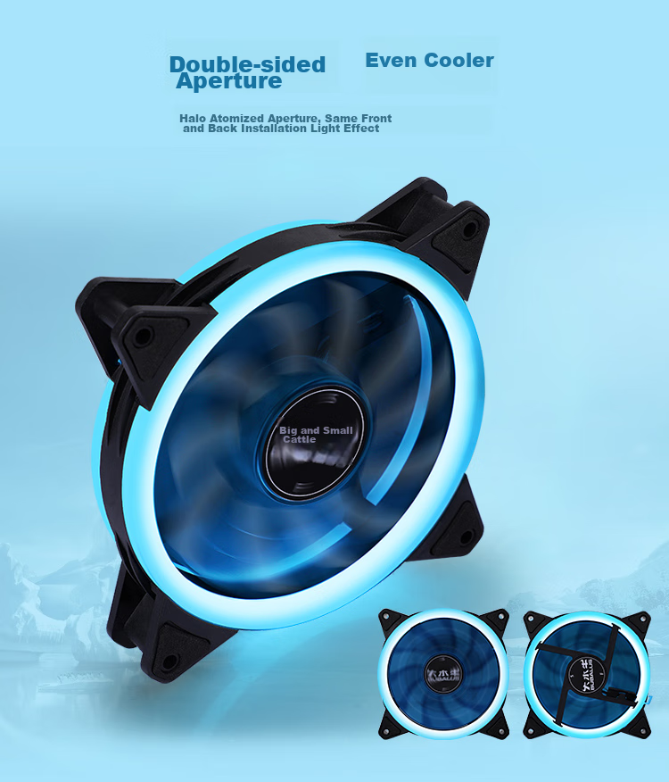 BUBALUS Ice Blue 12CM Case Fan (Cool Blue Light/air Cooling/liquid Bearing/computer Fan/large 4-Pin Daisy Chain) 2