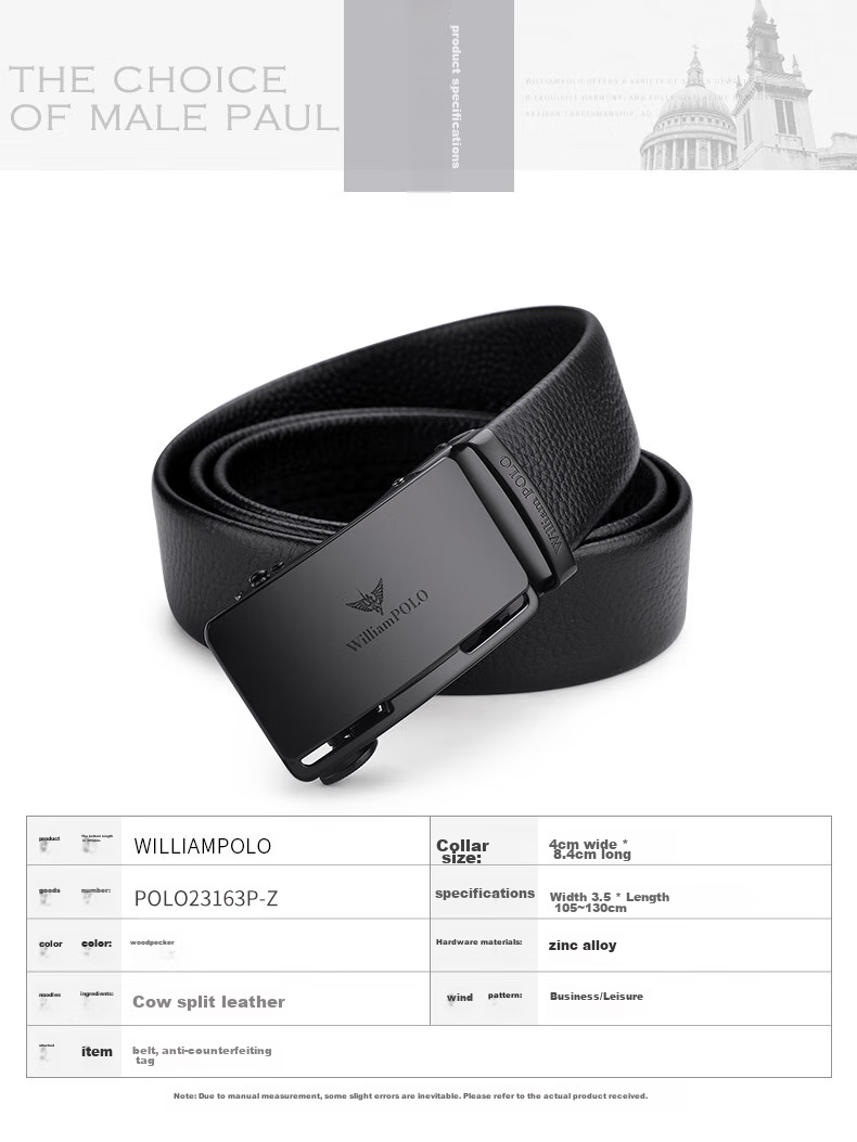 WILLIAMPOLO Men's Cowhide Automatic Buckle Belt, Waistband for Pants, Size 130, Birthday And Valentine's Day Gift for Boyfriend 5